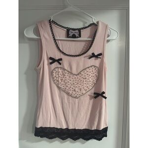 Pink Beaded Heart Top